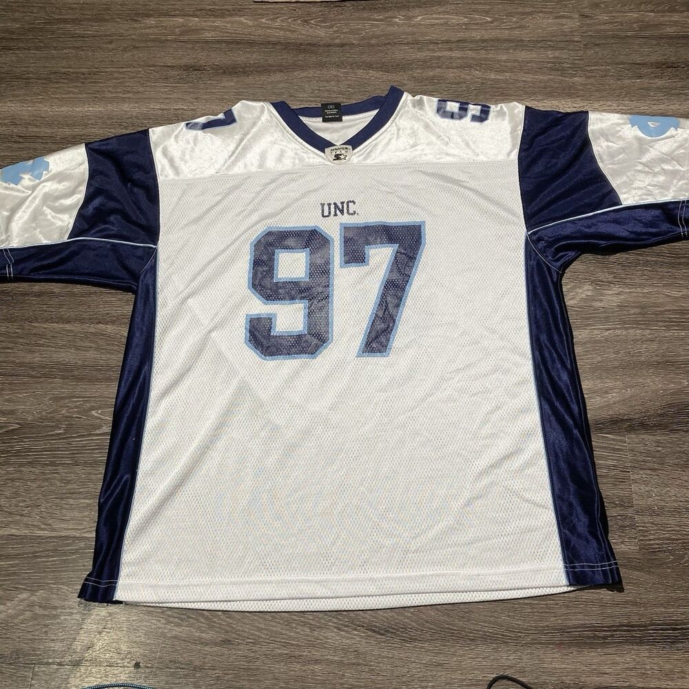 North Carolina Tar Heels Jersey Mens XL White Blue Starter Football Vintage